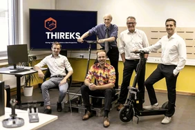 Interdisziplinäres Team: Dr. Pascal Brunner, Professor Werner Huber, Dr. Ronald Kates, Florian Denk und Felix Fröhling (v.r.n.l./Foto: THI).