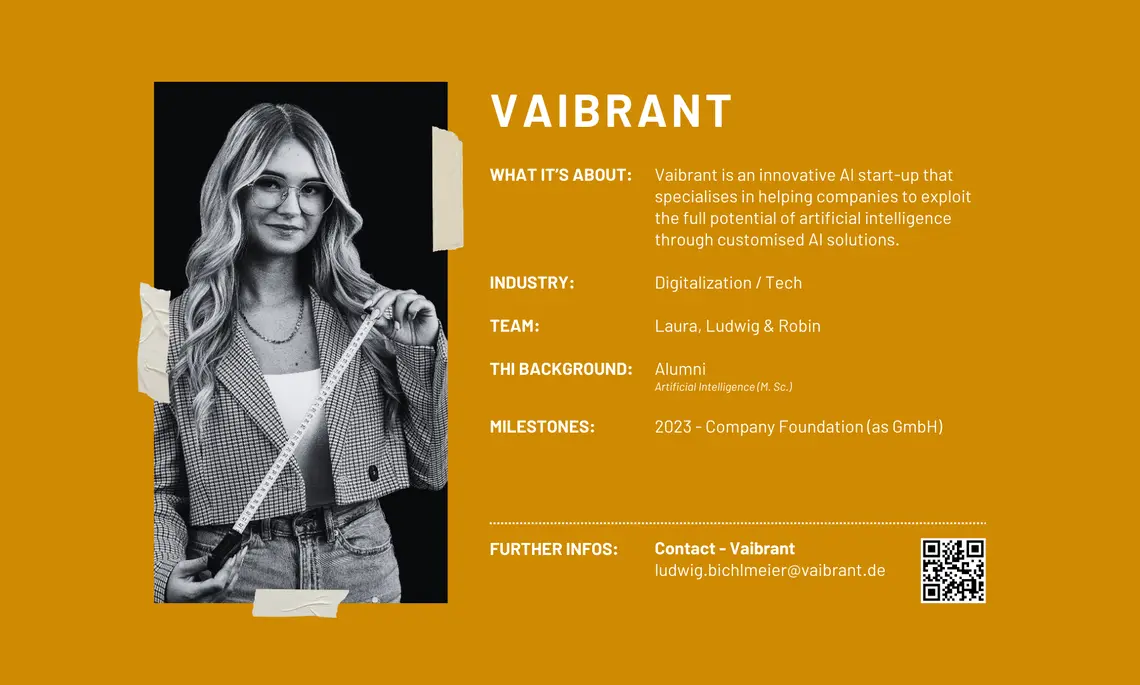 Allgemeine Informationen zum Startup Team Vaibrant, inklusive Teamfoto.
